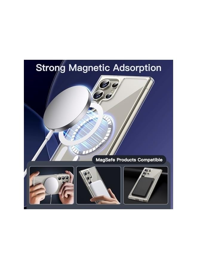جي تيك حافظة JETech مغناطيسية لهاتف Galaxy S24 Ultra 5G، متوافقة مع MagSafe، غطاء هاتف واقٍ مقاوم للصدمات، ظهر صلب غير أصفر من البولي كربونات (شفاف) - Image 3
