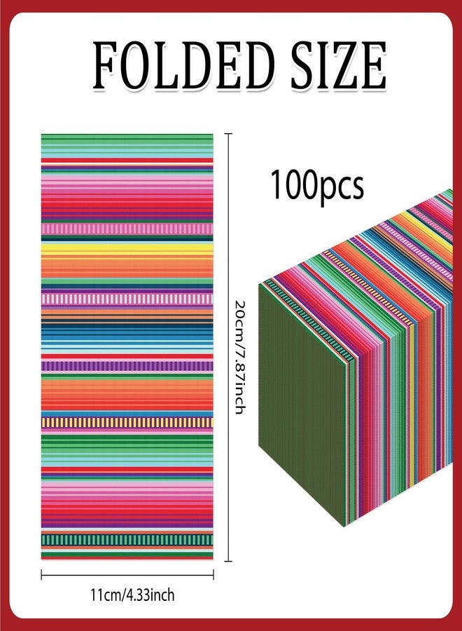 Hokinaa Mexican Fiesta Paper Napkins - 100 Pcs Cinco De Mayo Colorful Dinner Party Decorations Disposable Decorative Guest Table Supplies Decor Servilletas Bulk for Taco Night Birthday 7.9 x 4.3 In - Image 2