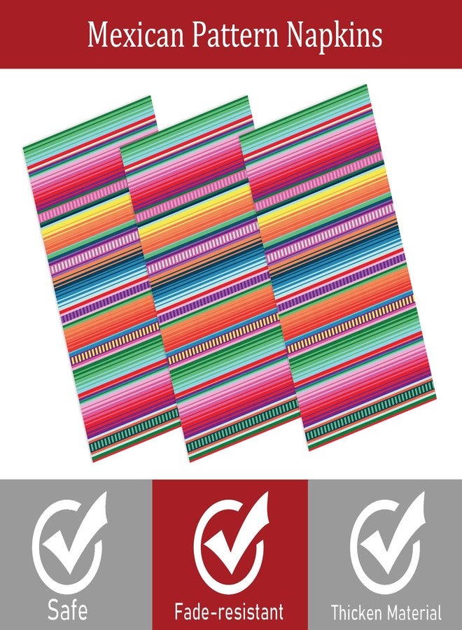 Hokinaa Mexican Fiesta Paper Napkins - 100 Pcs Cinco De Mayo Colorful Dinner Party Decorations Disposable Decorative Guest Table Supplies Decor Servilletas Bulk for Taco Night Birthday 7.9 x 4.3 In - Image 4