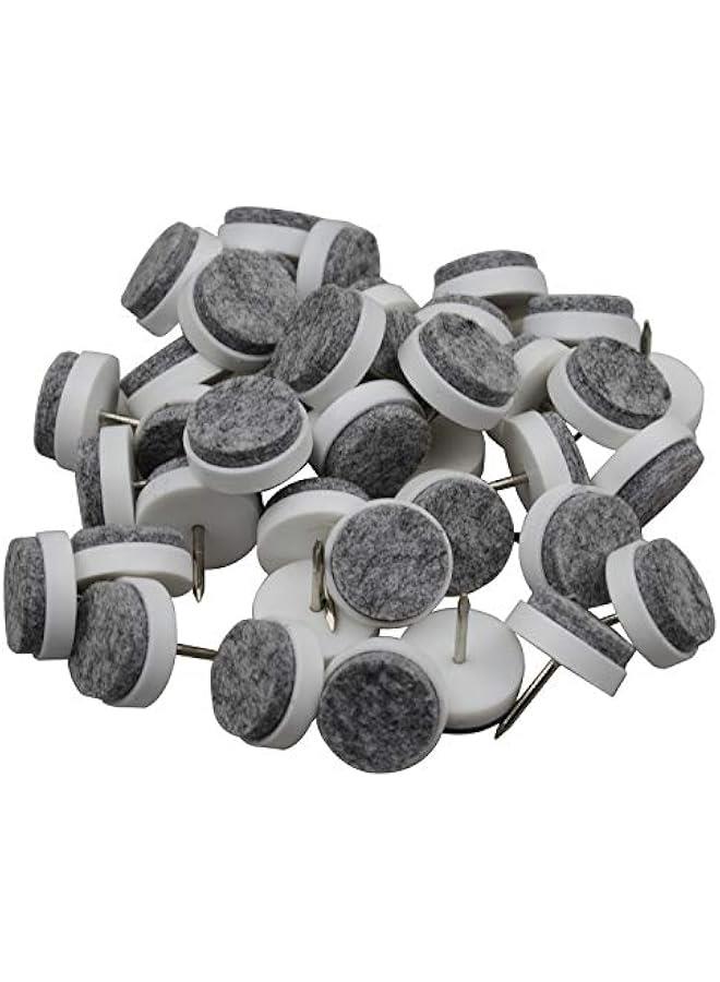 40pcs Round Heavy Duty Nail-on Felt Pad for Furniture Chair Table Leg Feet Floor Protectors Slide Smoothly (White, Pad Diameter 18mm) - Image 1