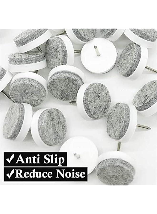 40pcs Round Heavy Duty Nail-on Felt Pad for Furniture Chair Table Leg Feet Floor Protectors Slide Smoothly (White, Pad Diameter 18mm) - Image 3
