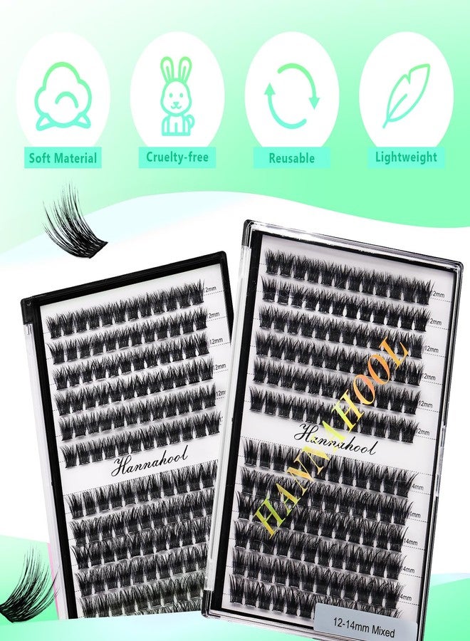 Hannahool 12rows-Large Tray Mixed 8-10-12-14-16mm/Mixed 14-15-16mm/Mixed14mm-16mm/Mixed 18-20mm Wide Stem Individual False Eyelashes Dramatic Black Cluster Eyelashes (mixed 12-14mm) - Image 5