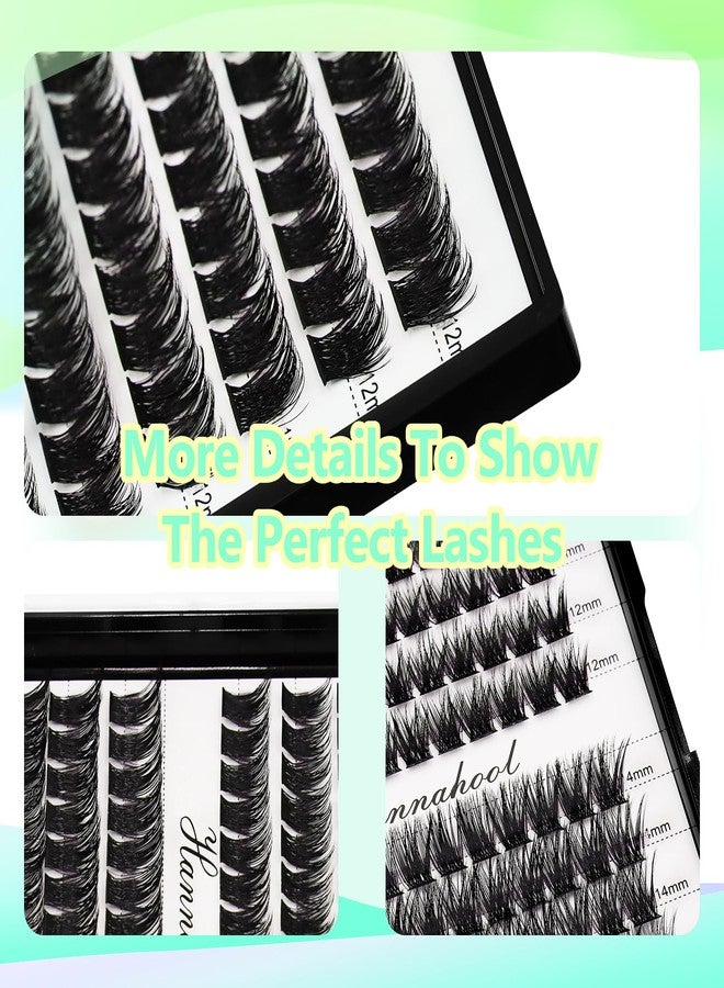 Hannahool 12rows-Large Tray Mixed 8-10-12-14-16mm/Mixed 14-15-16mm/Mixed14mm-16mm/Mixed 18-20mm Wide Stem Individual False Eyelashes Dramatic Black Cluster Eyelashes (mixed 12-14mm) - Image 4
