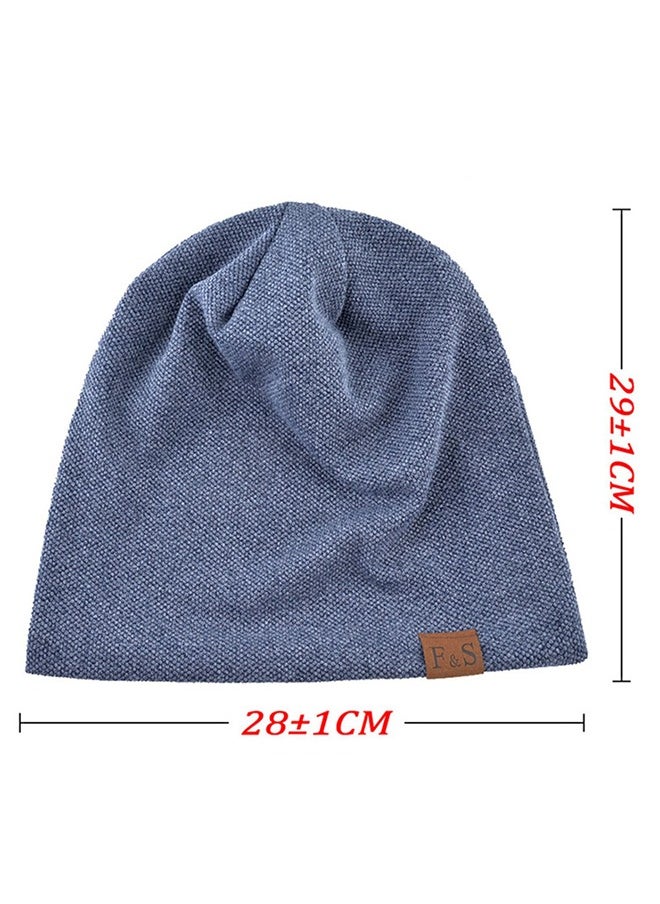 Joychic - Slouchy Beanie Hat Baggy Skull Sleep Cap Thin Hip-hop Soft Stretch Knit Sleeping Hat Headwear Head Wrap Cap for  Women Dark Blue - Image 1