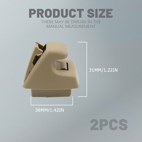 PACLVIO 2PCS Sun Visor Clips for Cars, Bracket Sunvisor Retainer Clips, 95994975 Car Visor Support Holder Bracket Hanger, Visor Accessories Replacement for Chevy Silverado 1500, Tahoe, GMC Sierra 1500 (Beige) - Image 2