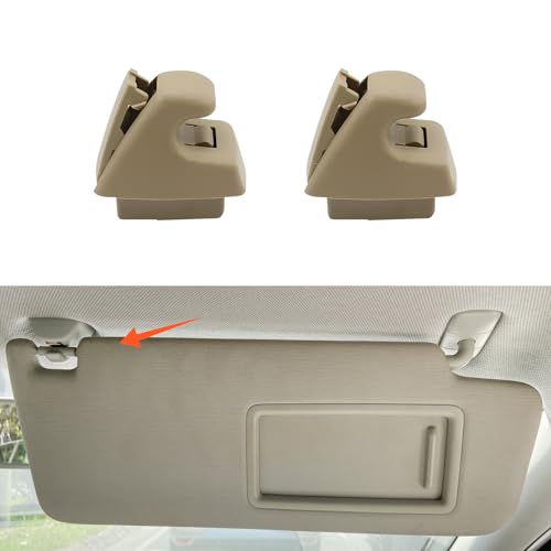 PACLVIO 2PCS Sun Visor Clips for Cars, Bracket Sunvisor Retainer Clips, 95994975 Car Visor Support Holder Bracket Hanger, Visor Accessories Replacement for Chevy Silverado 1500, Tahoe, GMC Sierra 1500 (Beige) - Image 1