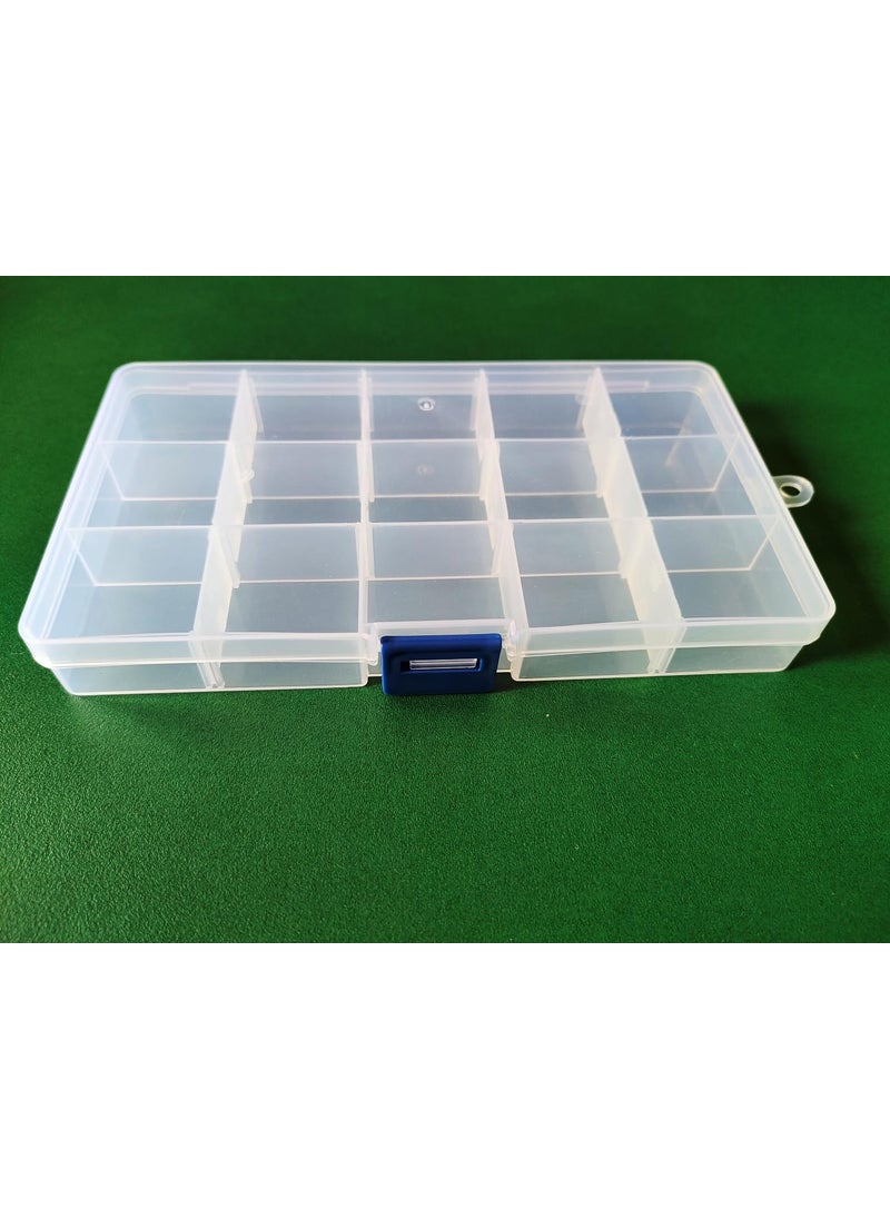 Teraiya's Teraiya's Removable Partition Plastic Storage Box for Jewelry Crafts Scrapbooking Sewing (2 pieces) 15 Partition Length 17 cm Breadth 10 cm (With Free Small Square Box 4 Pcs)  - Image 1