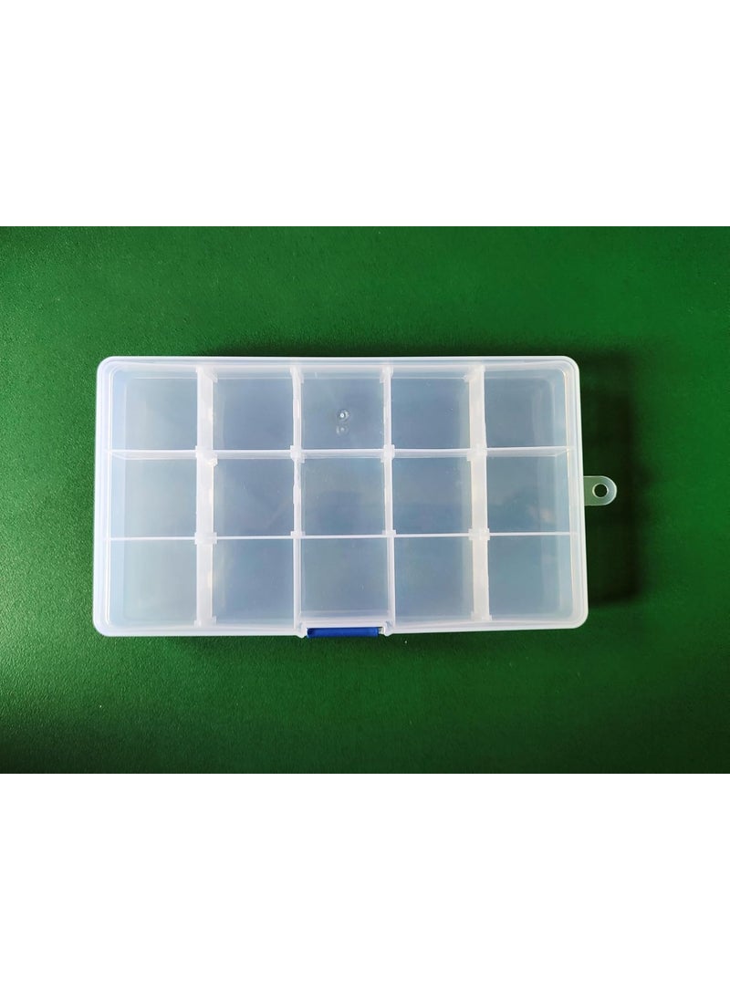 Teraiya's Teraiya's Removable Partition Plastic Storage Box for Jewelry Crafts Scrapbooking Sewing (2 pieces) 15 Partition Length 17 cm Breadth 10 cm (With Free Small Square Box 4 Pcs)  - Image 4
