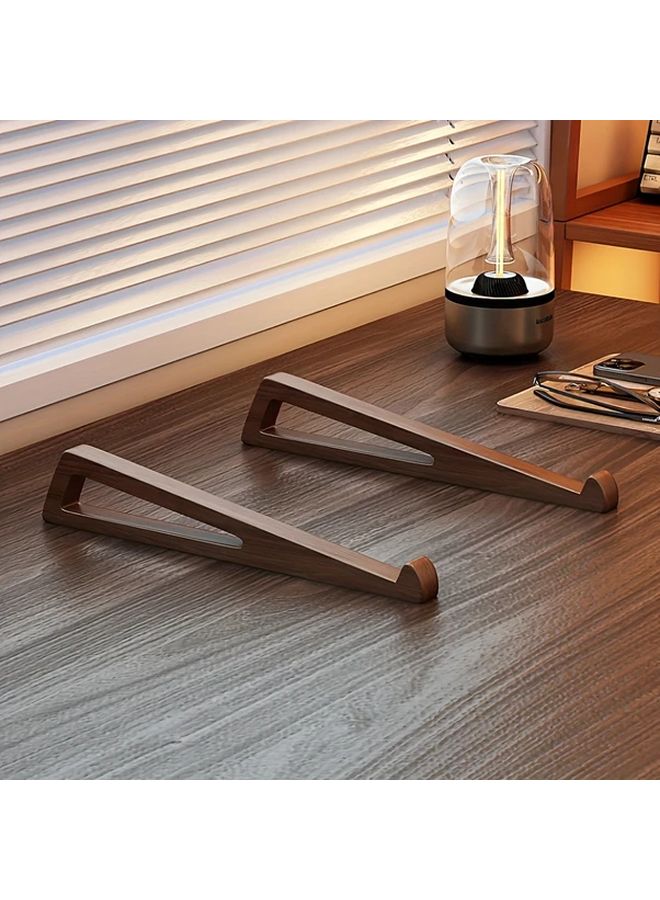 Upgraded Wooden Laptop Stand Ergonomic 12 Degree Adjustable Angle Wood Pattern Portable Office Gift - Image 1