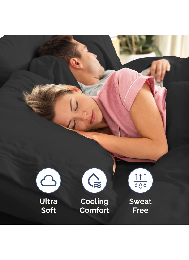 Extra Deep Split King Sheet Set - 7 Piece Breathable & Cooling Sheets - Hotel Luxury Bed Sheets Set - Easy & Secure Fit - Soft  Wrinkle Free & Comfy Sheets Set - Black Sheet Set w/Extra Deep Pockets