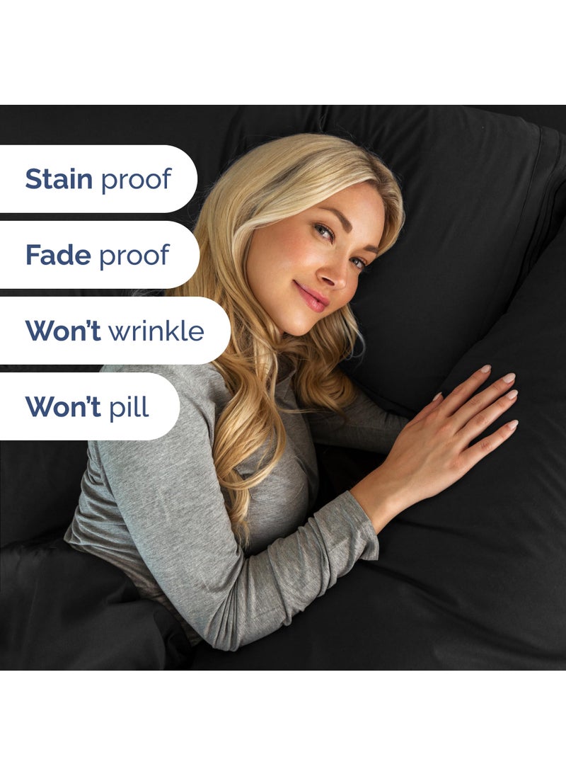 Extra Deep Split King Sheet Set - 7 Piece Breathable & Cooling Sheets - Hotel Luxury Bed Sheets Set - Easy & Secure Fit - Soft  Wrinkle Free & Comfy Sheets Set - Black Sheet Set w/Extra Deep Pockets
