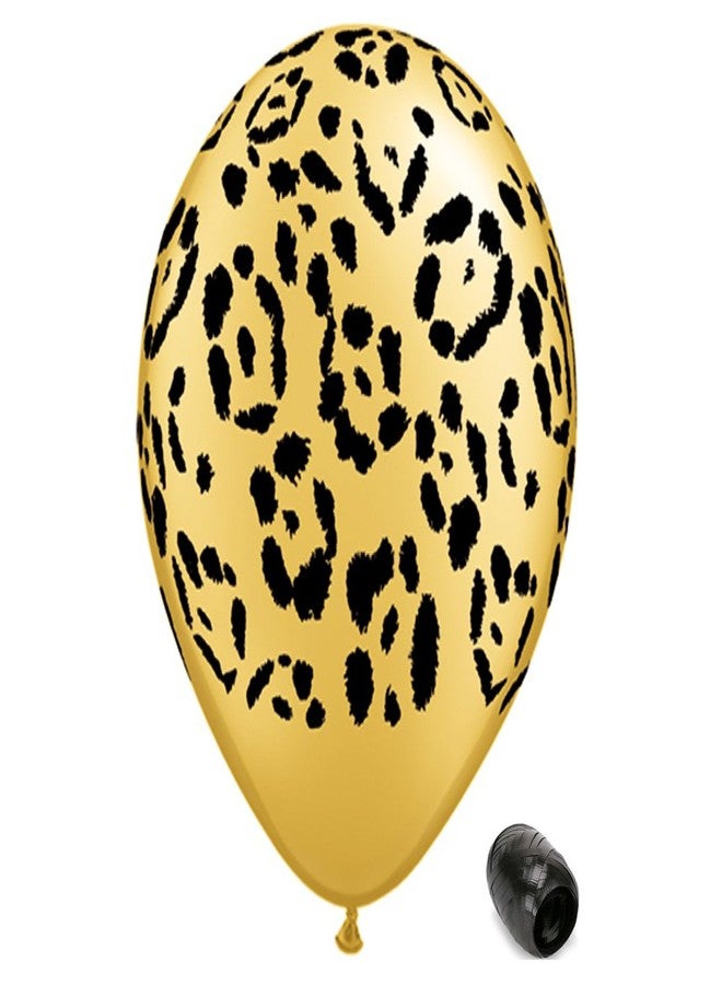 Bastex 10 Pack of 11" Leopard Spot Printed Latex Balloons and Matching Ribbons - Image 2