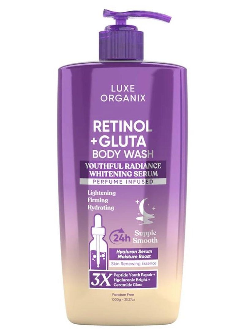غسول الجسم ريتينول + جلوتا، سيروم خفيف لإشراقة الشباب، معطر للجسم، 1000 غرام