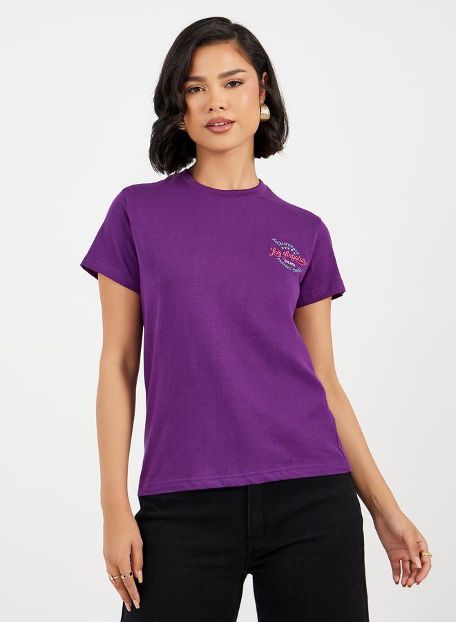 Styli Regular Fit Cotton Jersey Embroidered Detail T-Shirt  - Image 3