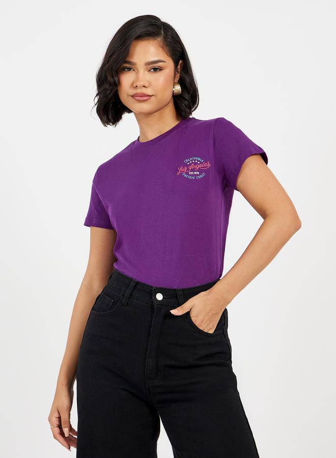 Styli Regular Fit Cotton Jersey Embroidered Detail T-Shirt  - Image 1