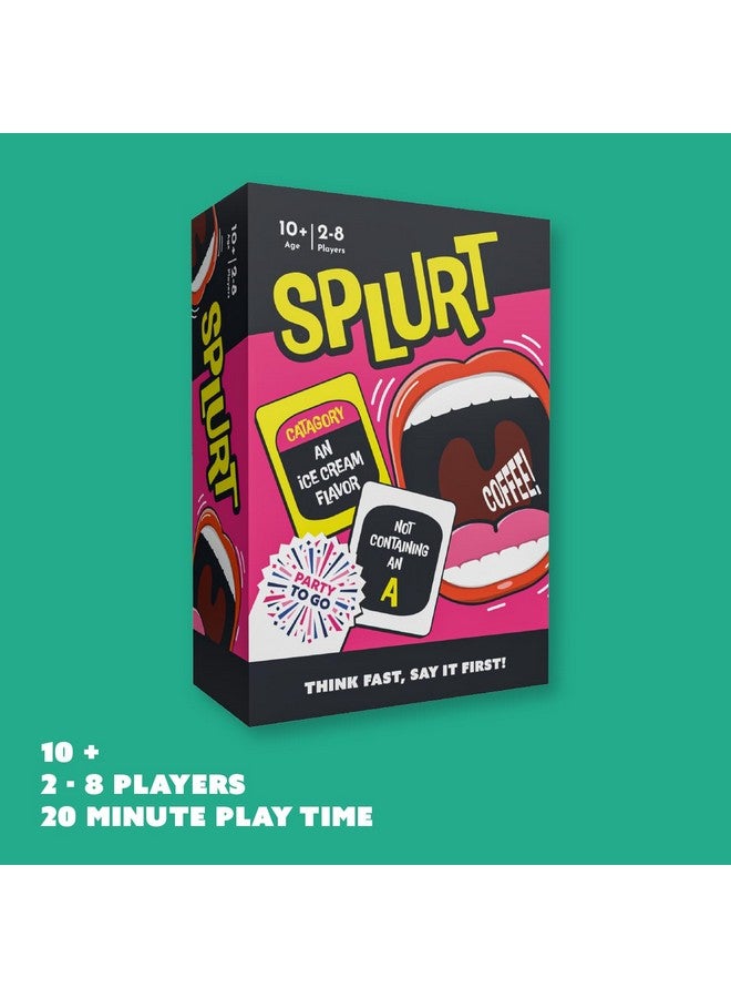 Gamewright - Party to Go - Splurt - Think Fast, Say It First - Ages 10+, 2-8 Players - Image 2