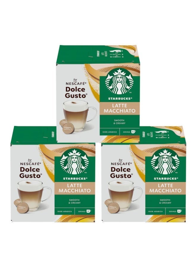 Starbucks Nescafe Dolce Gusto Latte Macchiato 12 Coffee Capsules 129g Pack of 3 - Image 1