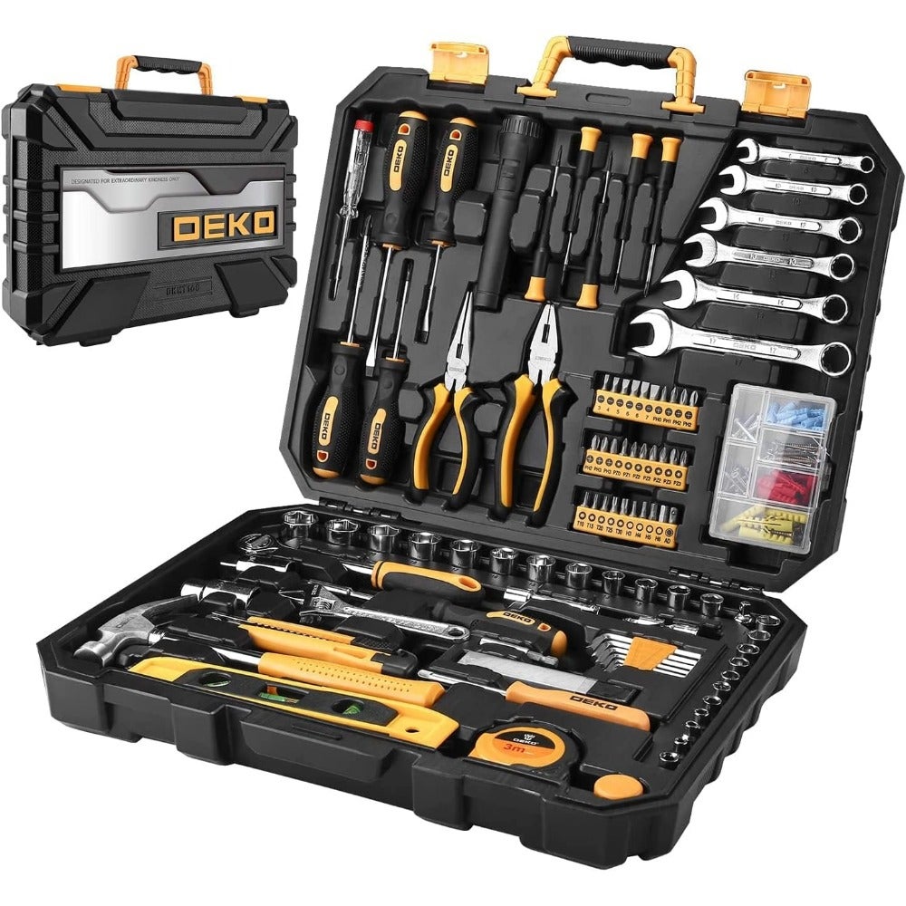 208 Piece Tool Set, General Household Hand Tool Kit, Auto Repair Tool Box with Plastic Toolbox Storage Case