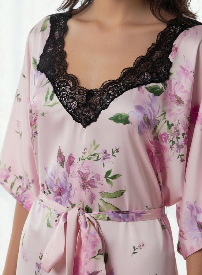 Aadaraya Night Dress Short Sleeve Floral Print - Image 4