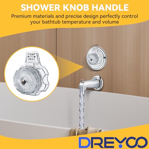 Dreyoo Compatible with MXT11 Temperature and Volume Handles Compatible with Mixet Tub and Shower Knob Replacement Shower Volume Control Handle Bathtub Temperature Control2 SetClear Acrylic - Image 3