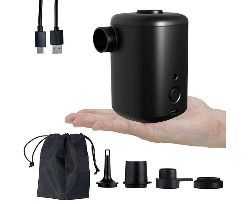 Portable Air Pump, Electric Air Mattress Pump For Inflatables With 3000Mah Battery, Mini Inflator Pump With 4 Nozzles，Black - Image 1