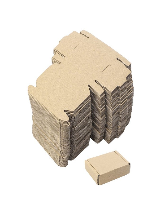 Ellbest 50pcs Small Kraft Cardboard Boxes Packing Boxes 1.5mm Thick Cardboard, 3.4 x 2.6 x 0.7inches Kraft Brown Box for Stationery, Jewelry, Paper Clips, Pins, Mini Ornaments, Mini Foldable Paper Box - Image 1
