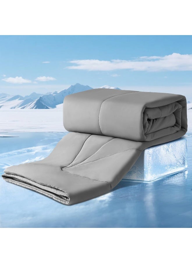Elegear Revolutionary Cooling Comforter Queen Absorb Body Heat to Keep Cool, Cooling Blanket for Hot Sleepers Japanese Arc-Chill 3.0 Cool Tech Fabric Summer Comforter Hypo-Allergenic Cool Quilt - Gray - Image 1