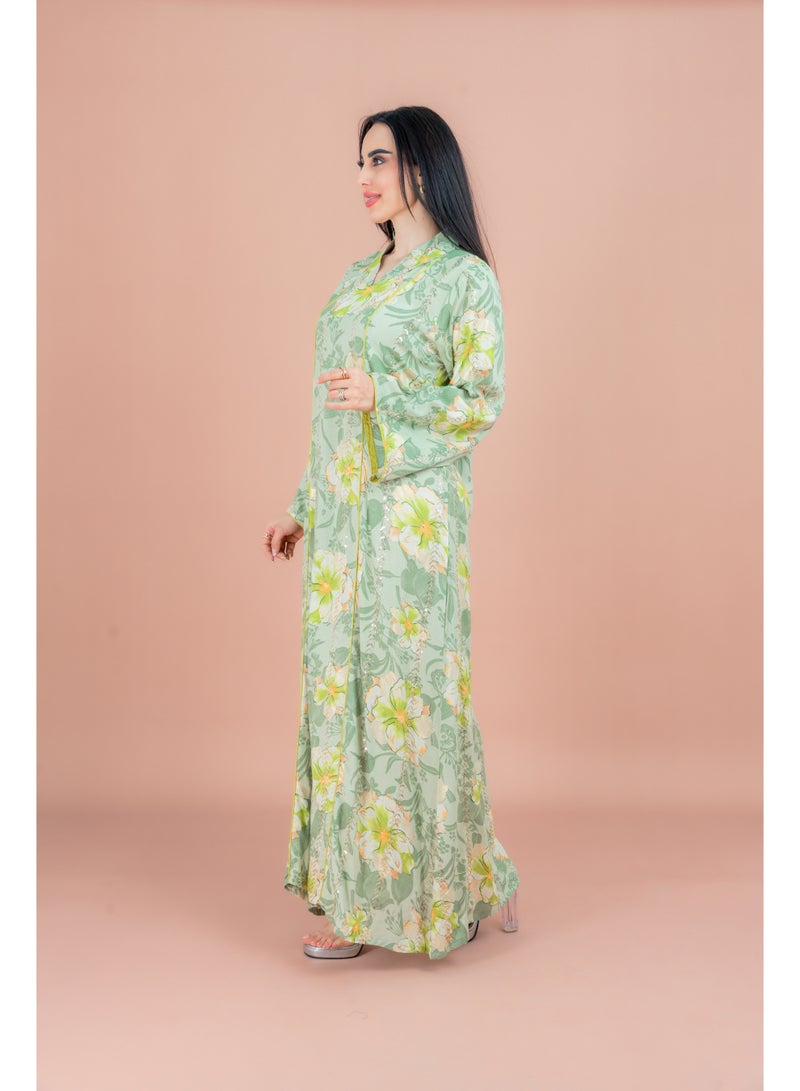 اكسا جلابية أنيقة مزينة بالزهور - Image 3