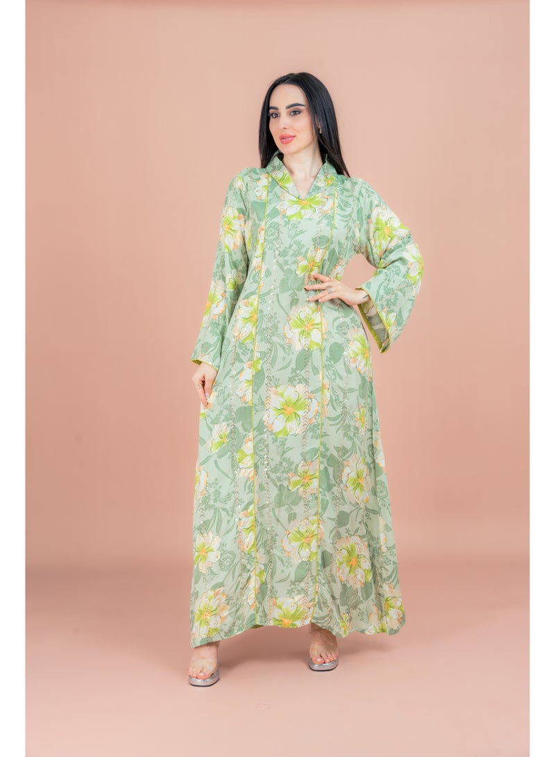 اكسا جلابية أنيقة مزينة بالزهور - Image 1