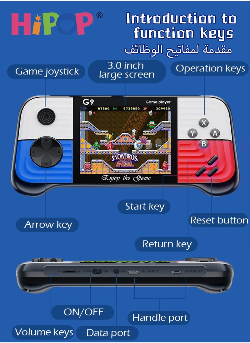 HIPOP - 666 In 1 Handheld Game Console with one Gamepads,3-Inch HD Screen Retro Games,G9 Model Handheld Game Console for Kids - Image 1