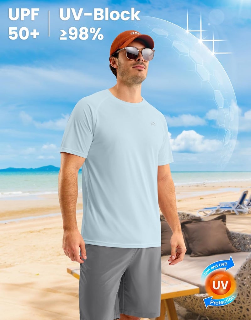 Pudolla Men's Rashguard Swim Shirts Short Sleeve UPF 50+ Sun Protection SPF Quick Dry Lightweight Water Fishing Beach Shirt - Image 3