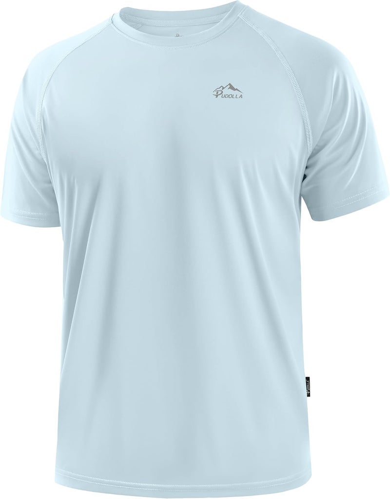 Pudolla Men's Rashguard Swim Shirts Short Sleeve UPF 50+ Sun Protection SPF Quick Dry Lightweight Water Fishing Beach Shirt - Image 1
