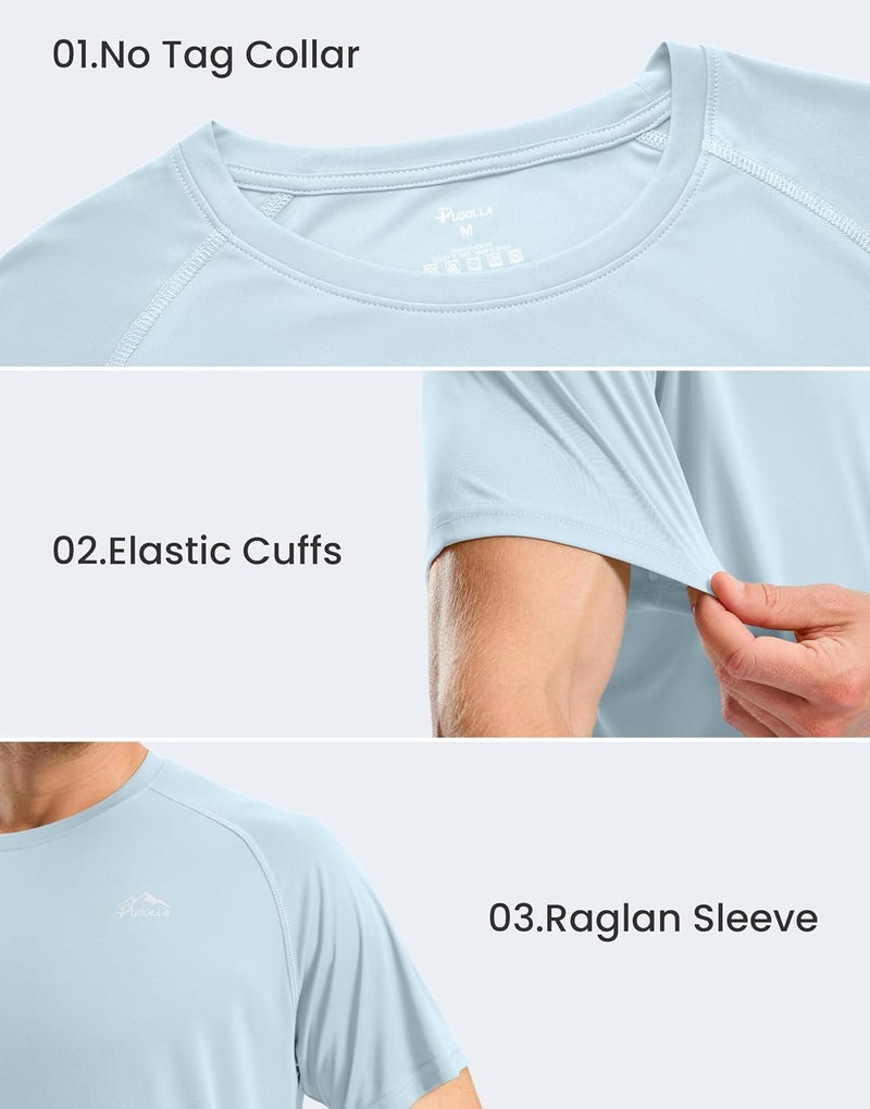 Pudolla Men's Rashguard Swim Shirts Short Sleeve UPF 50+ Sun Protection SPF Quick Dry Lightweight Water Fishing Beach Shirt - Image 5