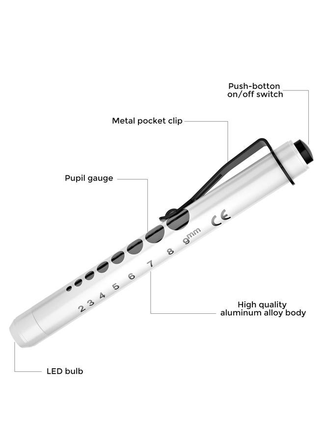 RISEMART Pen Lights for Nurses, 2 Pack Reusable Medical Pen Light with Pupil Gauge and Ruler, White Light LED Penlight for Nurse Student Doctors EMT(Pink and White) - Image 5