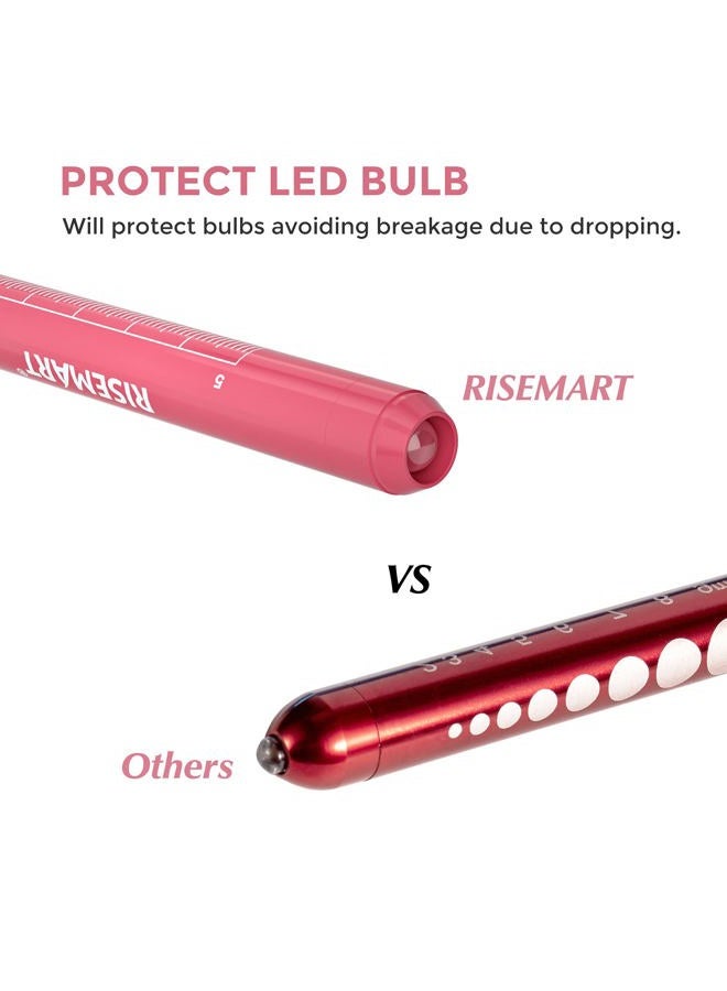 RISEMART Pen Lights for Nurses, 2 Pack Reusable Medical Pen Light with Pupil Gauge and Ruler, White Light LED Penlight for Nurse Student Doctors EMT(Pink and White) - Image 3