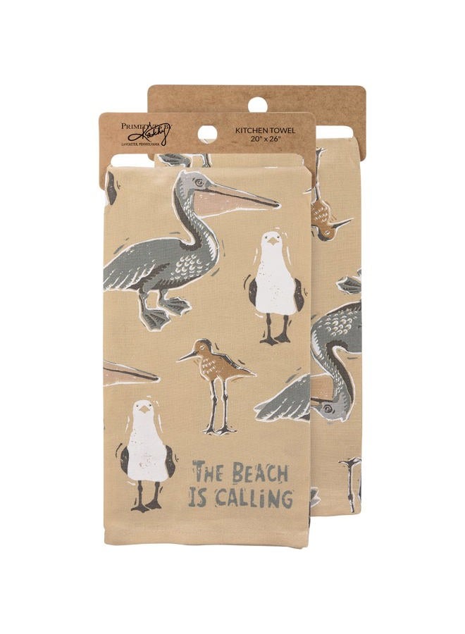 Primitives by Kathy Kitchen Towel - The Beach is Calling - Image 1