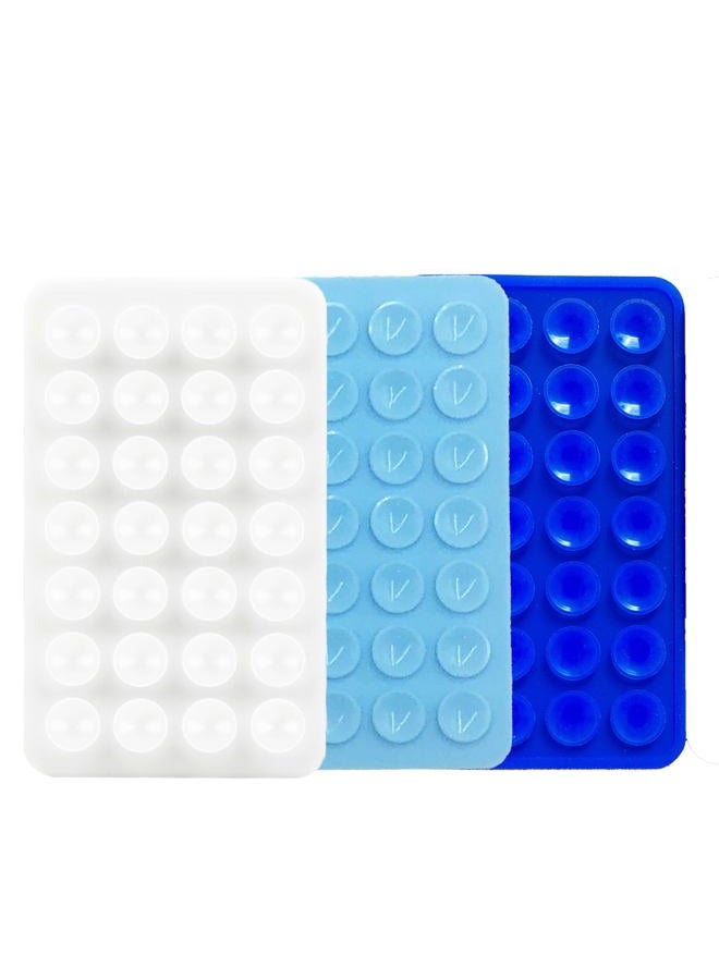 Rookii 3 PCS Double Sided Phone Suction Pad,Sticky Phone Case for Wall ands-Free Fidget Toy Mirror Shower,Suction Cup Holder for Car Mobile Power Supplies (Blue White) - Image 1