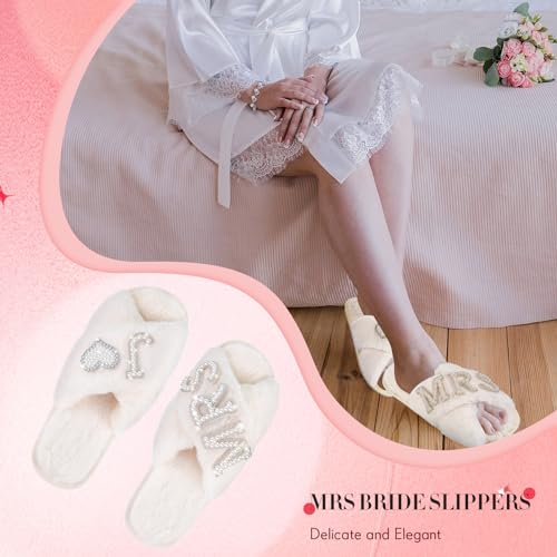 Tarpop Bride Slippers Mrs Slipper for Wedding with Personalized Initial Pearl Design Bridal Gifts(7-8,J) - Image 4
