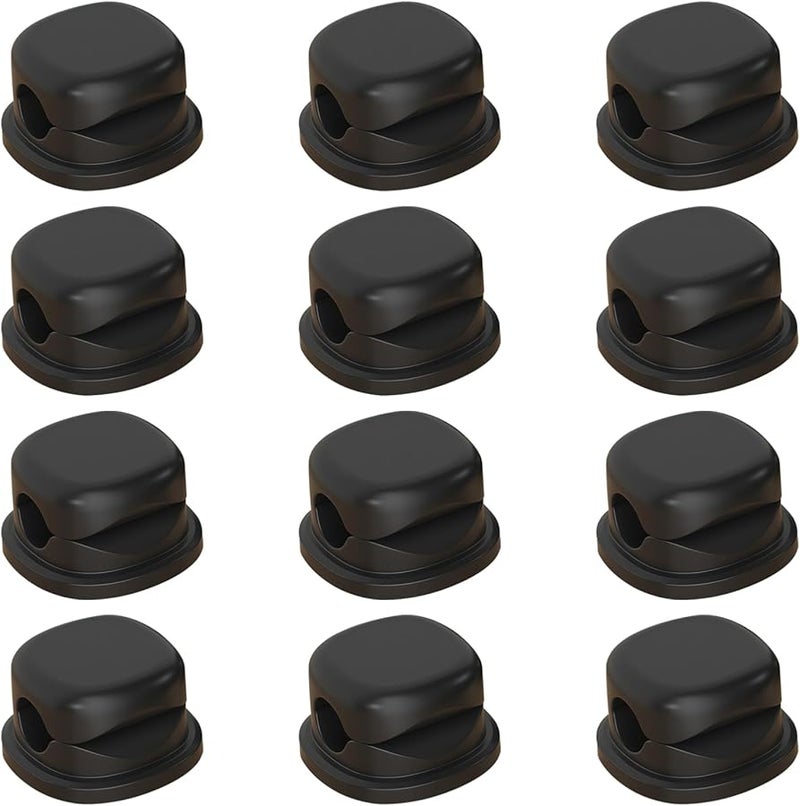 Black Adhesive Spring Clamps 12 Pcs Cable Organizer Clips For USB C Wires Desk Home Office Cord Management - Image 1