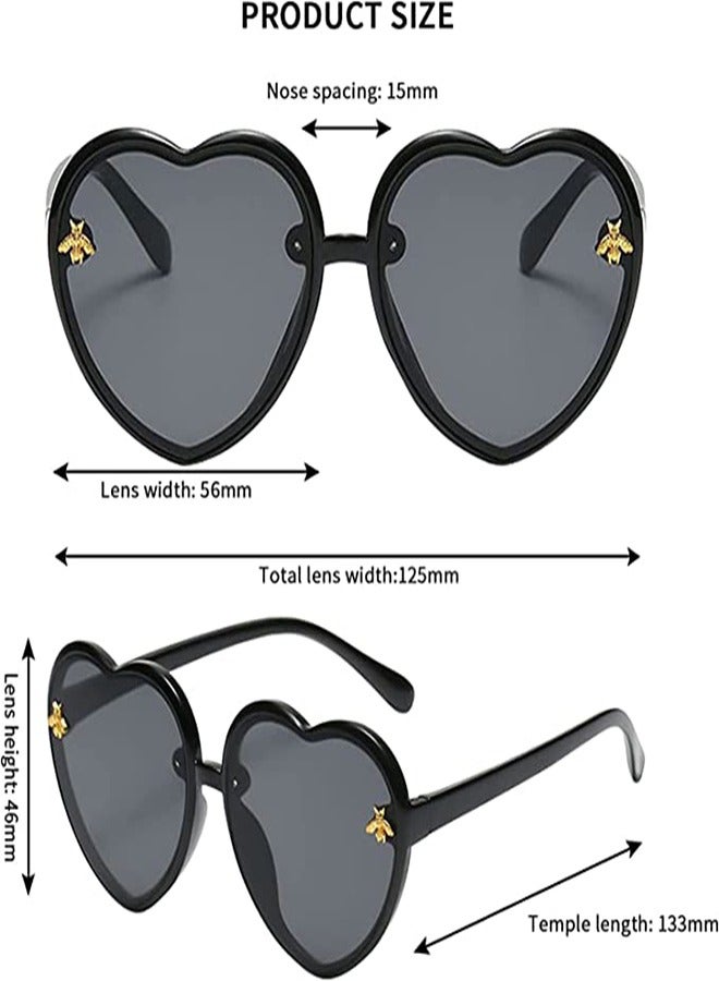 Heart-Shaped Sunglasses for Kids Stylish Bee Frame for Toddlers Ages 2-10 UV400 Protection, Colorful Gradient Lens Jelly Frame Sunglasses - Image 4