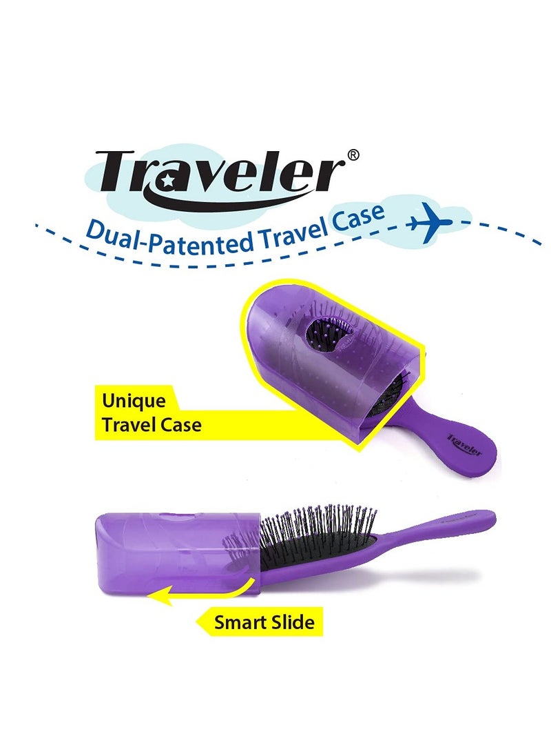 Traveler - NuWay 4HAIR Traveler U.S. and International Patented Travel Brush (Dark Purple) - Image 1