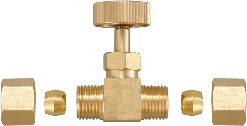 Minimprover 2 Pack Brass Replacement Control Needle Valve 1/4" OD Compression X 1/4" OD Compression - Image 4
