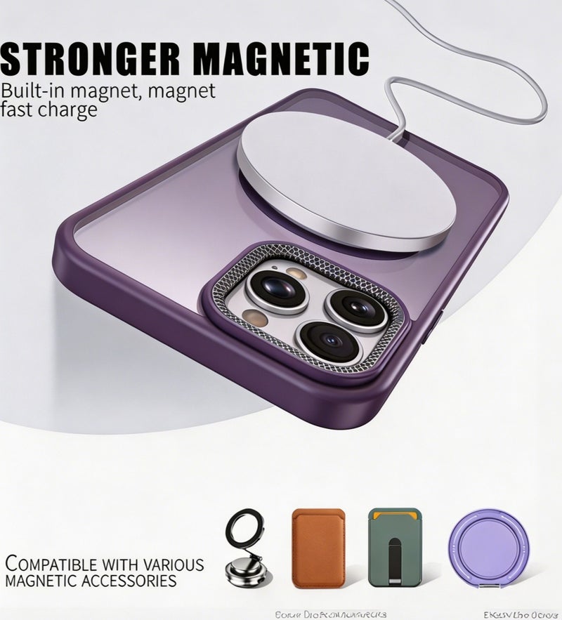 for iPhone 16 Case Compatible with MagSafe,Magnetic Phone Case for iPhone 16,Diamond Texture Matte Anti-Fingerprint Shockproof Luxury INS Style Protective Cover Dark Purple - Image 2