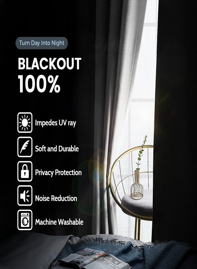 SimpleHome 100% Blackout Curtains for Bedroom,Thermal Insulated Grommet Window Drapes Room Darkening White Curtains for Living Room with Black Back,52 x 84 Inch,2 Panels - Image 2