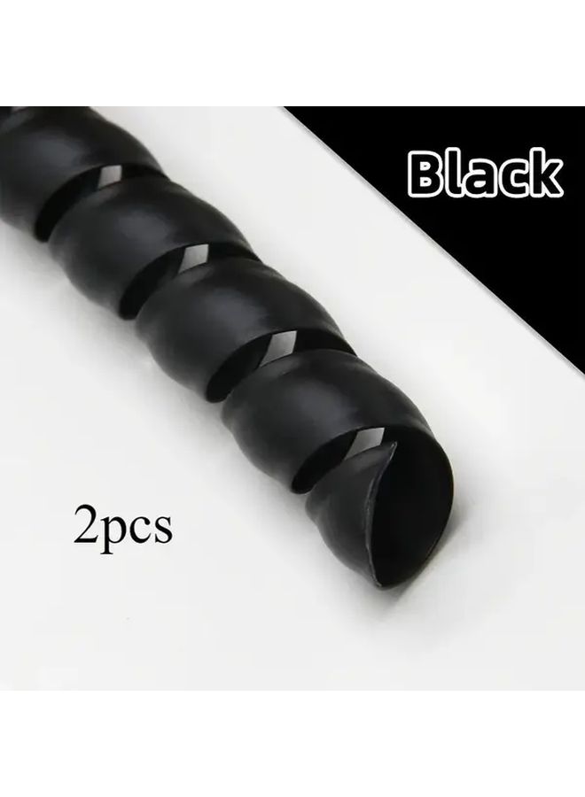 Flame Retardant Spiral Cable Protector Sleeve Black 2pcs Durable Anti Bite Wire Organizer - Image 4