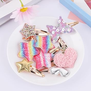 WLLHYF 16 Pcs Hair Clips Cute Metal Hair Barrettes Sparkly Snap Hair Pins Star Crown Heart Butterfly Shaped Headpieces Non Slip Hair Styling Accessories for Women Girls - Image 5