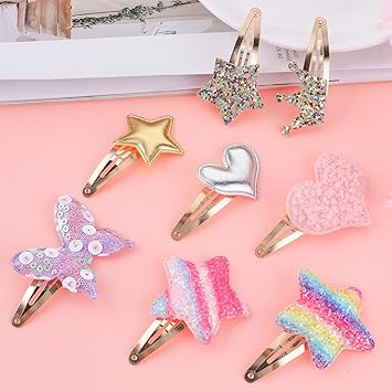 WLLHYF 16 Pcs Hair Clips Cute Metal Hair Barrettes Sparkly Snap Hair Pins Star Crown Heart Butterfly Shaped Headpieces Non Slip Hair Styling Accessories for Women Girls - Image 3