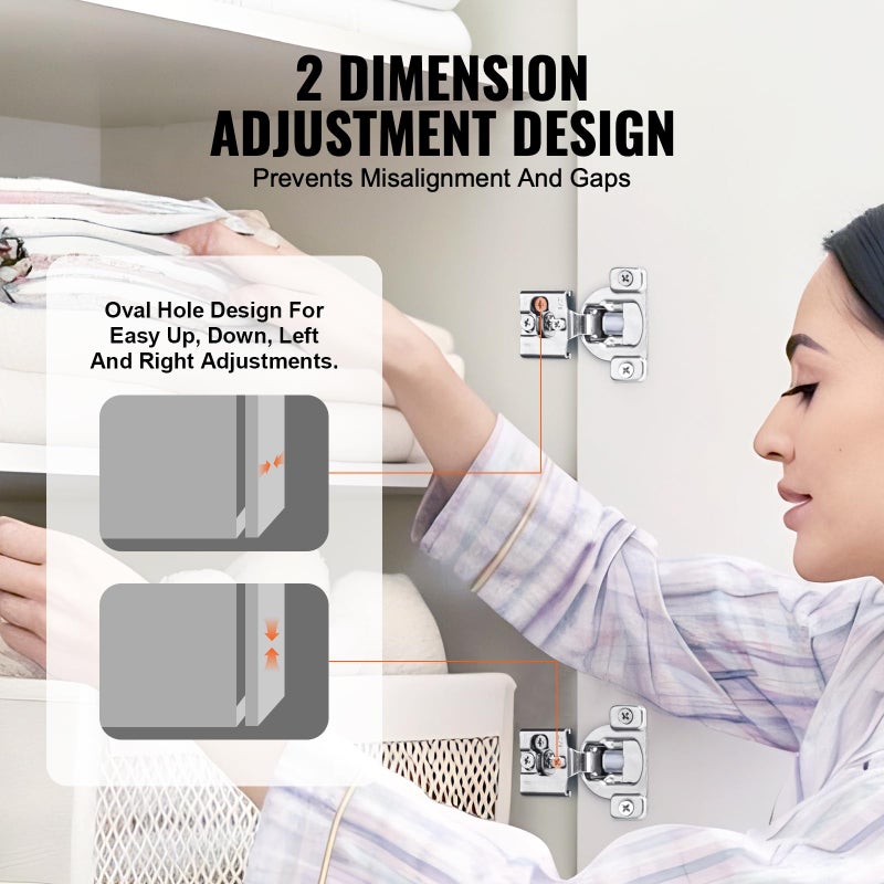 VEVOR Cabinet Hinges, 40 Packs Partial Overlay Kitchen Cabinet Door Hinges, 105 Degree Opening Angel Soft Close Concealed Cupboard Hinges for Framed Cabinet Type, with Mounting Screws - Image 5
