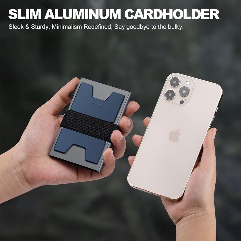 SEMORID Slim Aluminum Card Holder Wallet for Men, Durable Expandable Backplate, RFID Blocking Minimalist Metal Pop Up Wallet, Holds 12+ Cards Plus Cash - Image 2