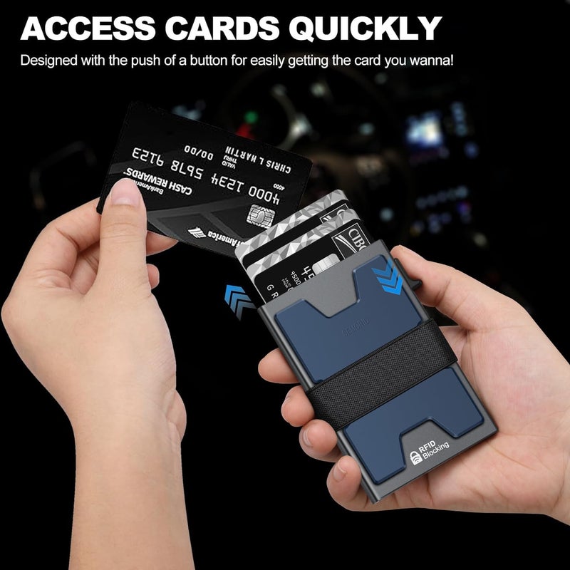 SEMORID Slim Aluminum Card Holder Wallet for Men, Durable Expandable Backplate, RFID Blocking Minimalist Metal Pop Up Wallet, Holds 12+ Cards Plus Cash - Image 3
